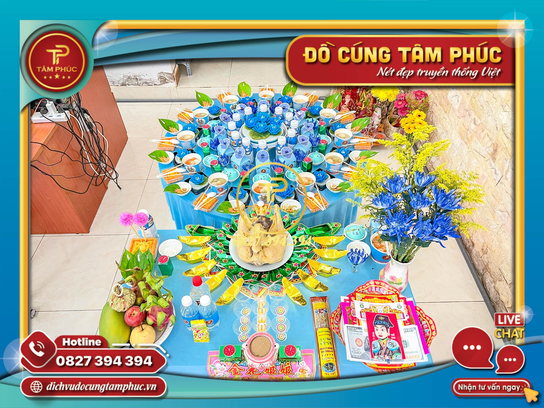 Mâm cúng Mụ cho bé theo tone màu trọn gói tại Cần Thơ.